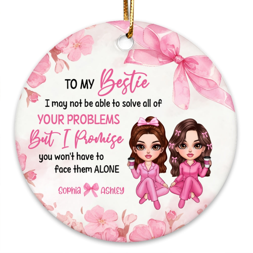 To My Besties Pink Girls Personalized Circle Ornament