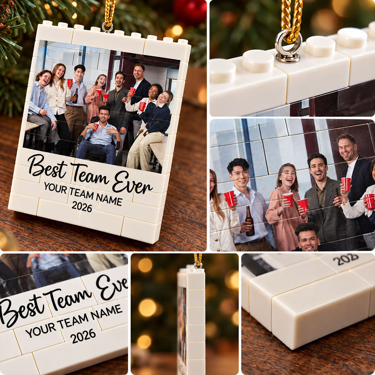 Best Team Ever Upload Photo - Personalized Building Blocks Ornament - Christmas Gift For Colleagues, Coworkers