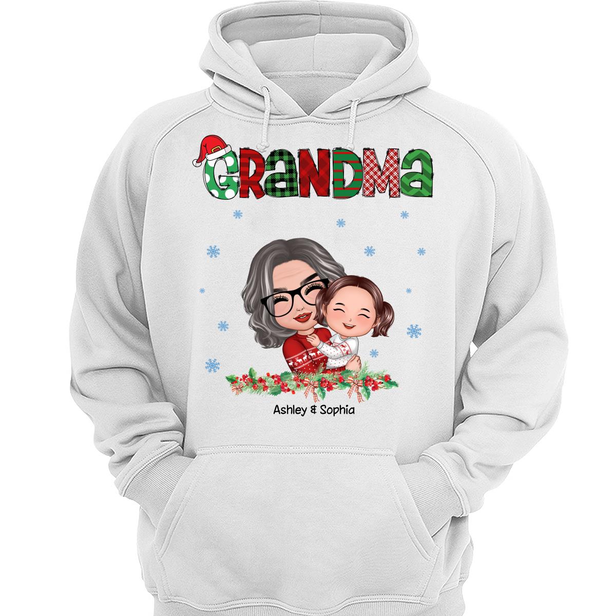 Christmas Pattern Doll Grandma Hugging Kid Personalized Shirt
