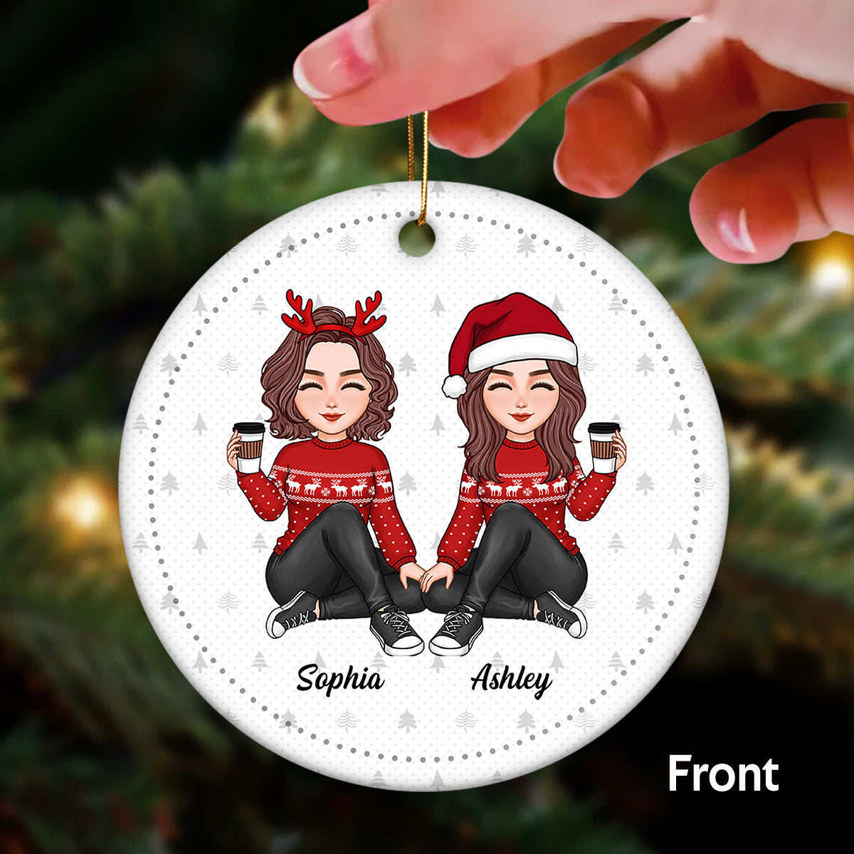 Cool Besties Our Laughs Are Limitless Personalized Double Sided Circle Ornament