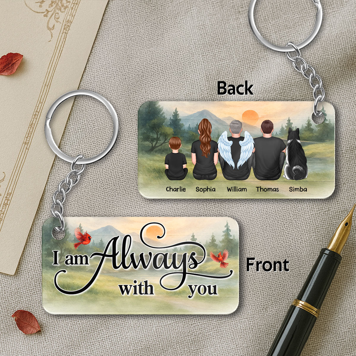 Mountain Landscape I Am Always With You Family Memorial Personalized Acrylic Keychain