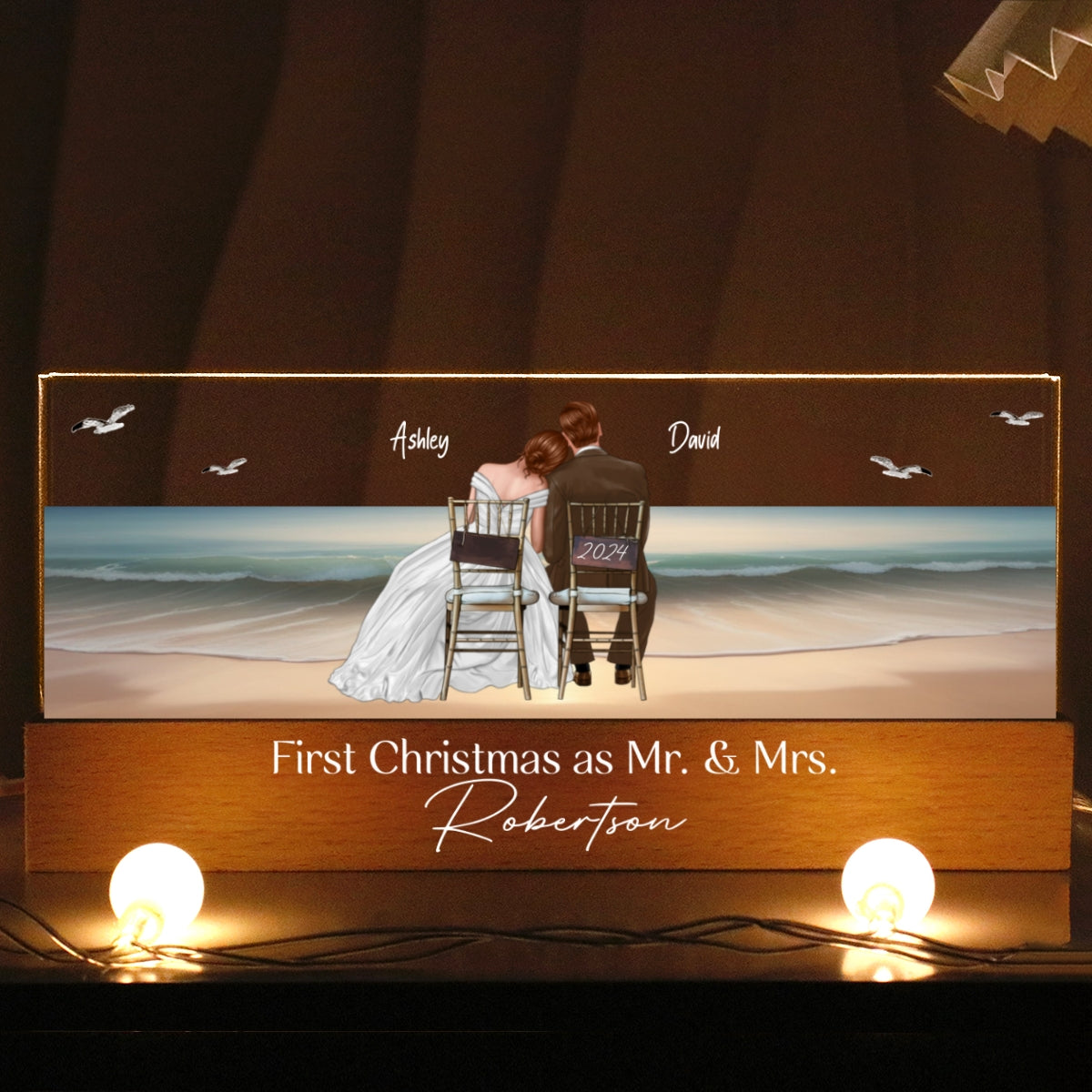 First Christmas Couple Wedding Keepsake, Christmas Gift for Newlyweds, Custom Bride And Groom