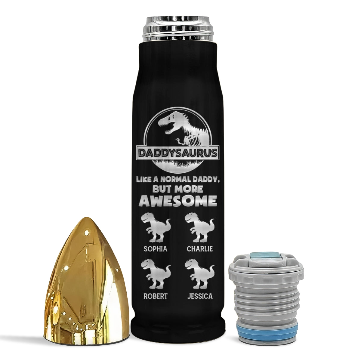 Daddysaurus Grandpasaurus Funny Gift For Dad Grandpa Personalized Bullet Tumbler