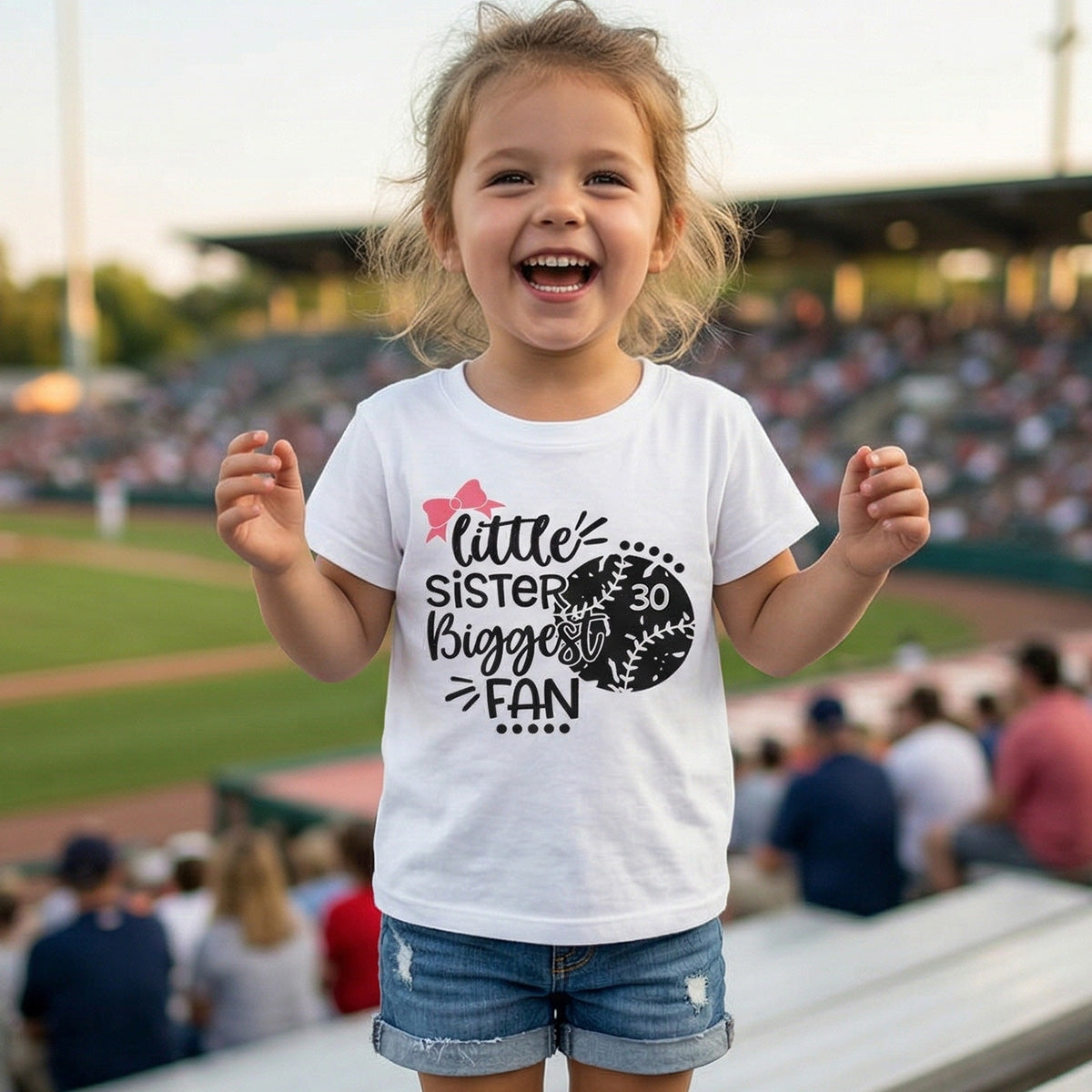 Little Sister Little Brother Biggest Fan - Personalized Kid Shirt - Baseball Little League Game Day Light Color Shirt