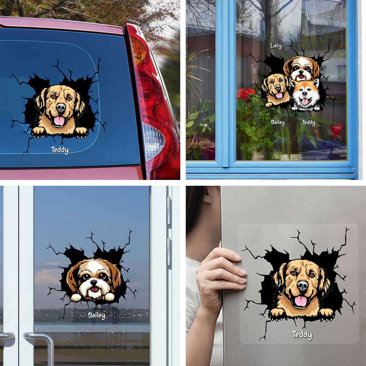 Funny Dog Decor On Car Fridge Window Personalized Decal