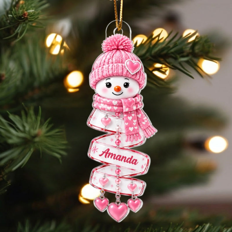 Grandkids Cute Snowman - Personalized Acrylic Ornament - Christmas Tree Decor, Gift for Granddaughter, Grandson