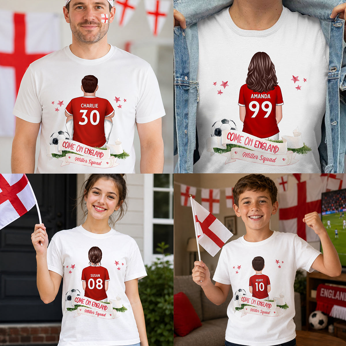 Come On England World Cup T-Shirt - Personalized Family Matching Shirt - Football Fan Tees
