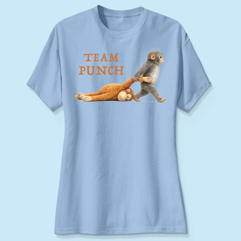 Team Punch Monkey Graphic Shirt, Viral Baby Monkey, Animal Lover Gift