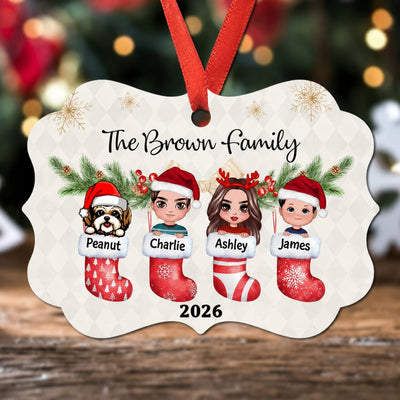 Family Dogs Cats Inside Stocking Personalized Christmas Ornament