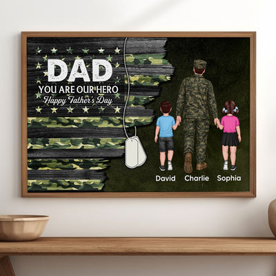 Army Millitary Half Camouflage Flag Dad - Personalized Poster - Father's Day Gift For Dad
