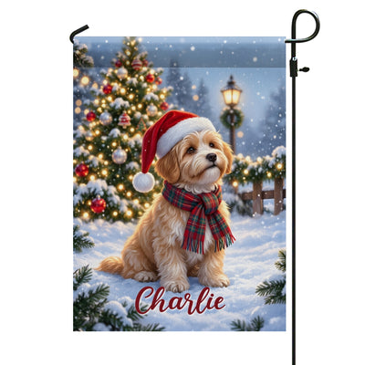 Winter Christmas Dog Cat Photo Upload - Personalized Garden Flag - Holiday Decoration For Dog Lovers, Cat Lovers