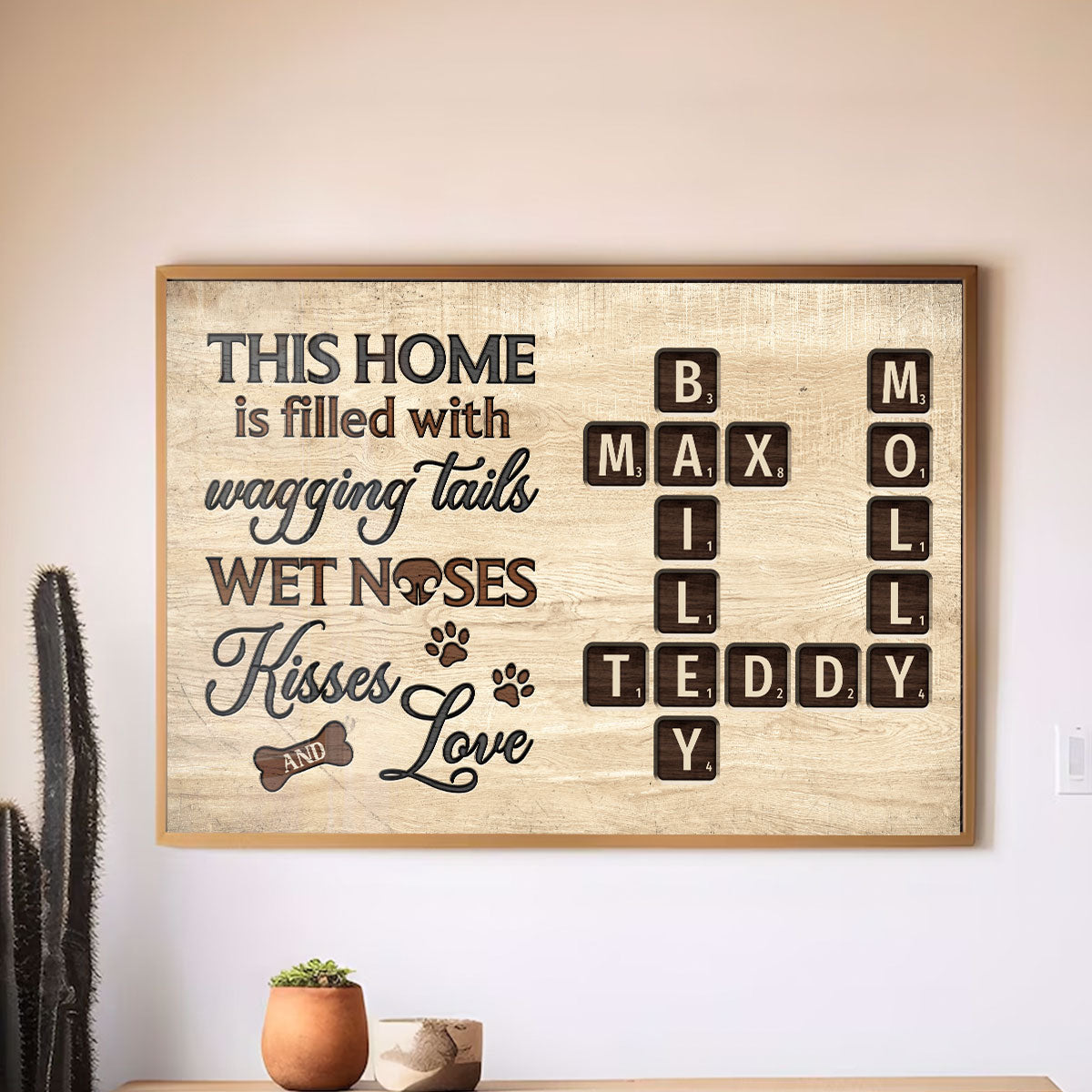 Pet Lover Home Decor Home With Paw Prints Crossword Puzzle Art - Personalized Poster
