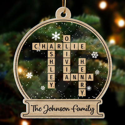 Family Gift Christmas Decor Crossword Puzzle Art Personalized Acrylic Ornament
