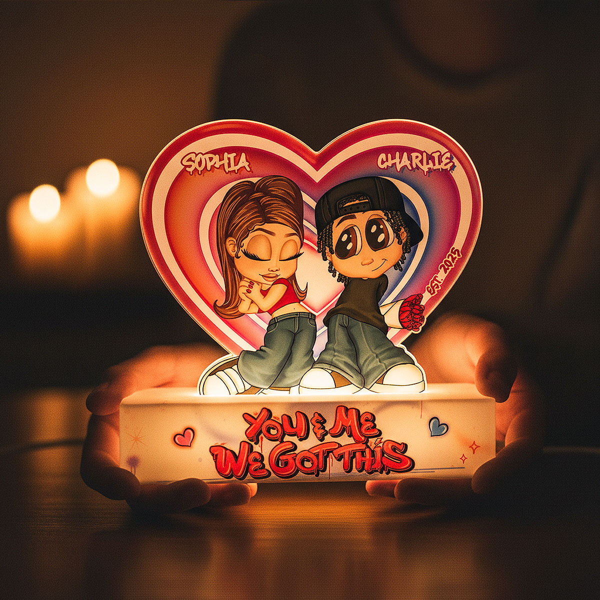 Eternal Love Y2K Couple - Personalized Light Box - Heartfelt Valentine's Day Gift, Anniversary Gift For Couple, For Him, For Her