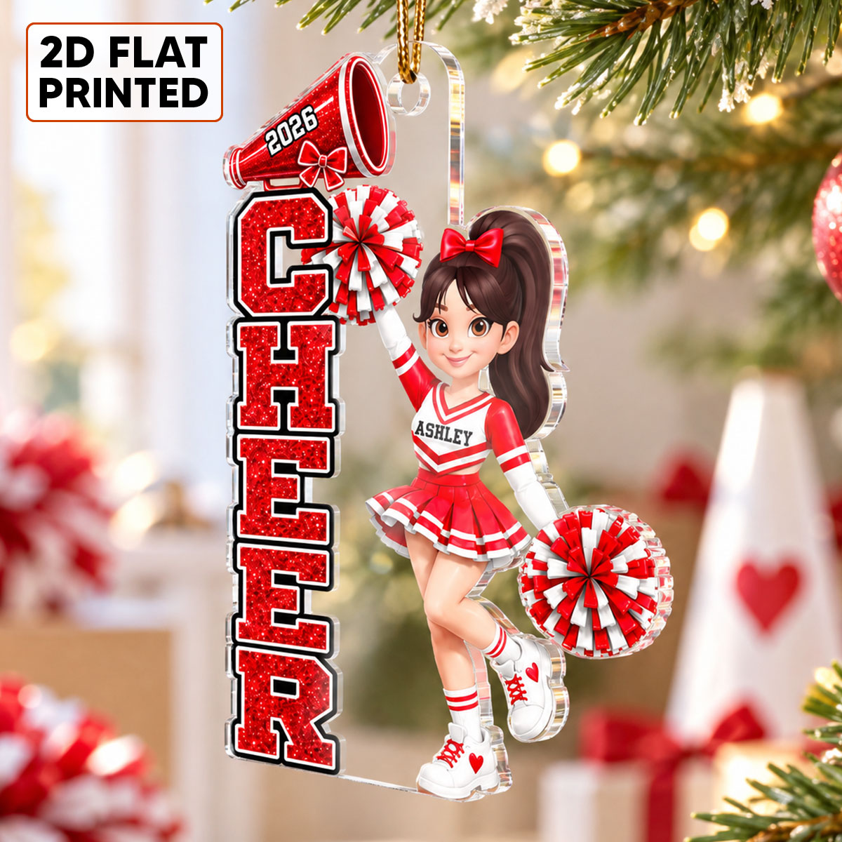 Beautiful Cheerleader Cheer - Personalized Acrylic Ornament - Christmas Gift For Cheerleaders, Daughter, Granddaughter