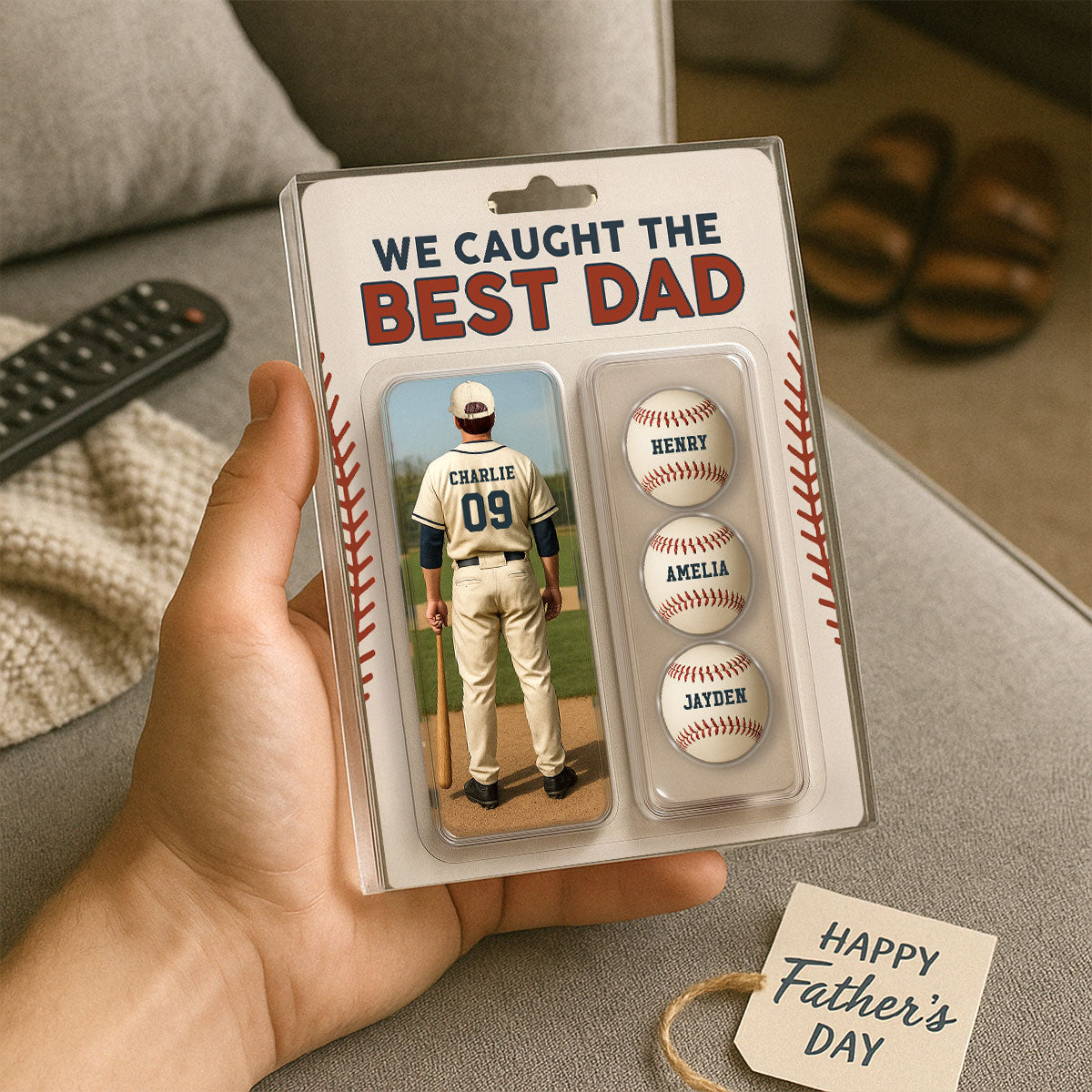 We Caught The Best Dad Grandpa Baseball Lover Realistic Figure Style Personalized Acrylic Block Plaque