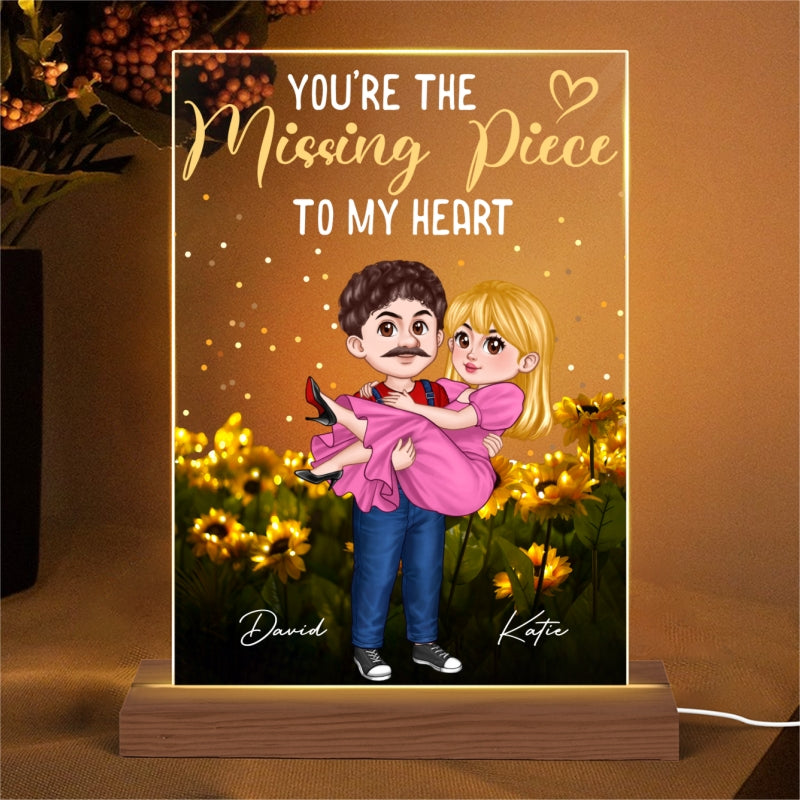 Man Carrying Woman Cartoon Couple Personalized Rectangle LED Night Light