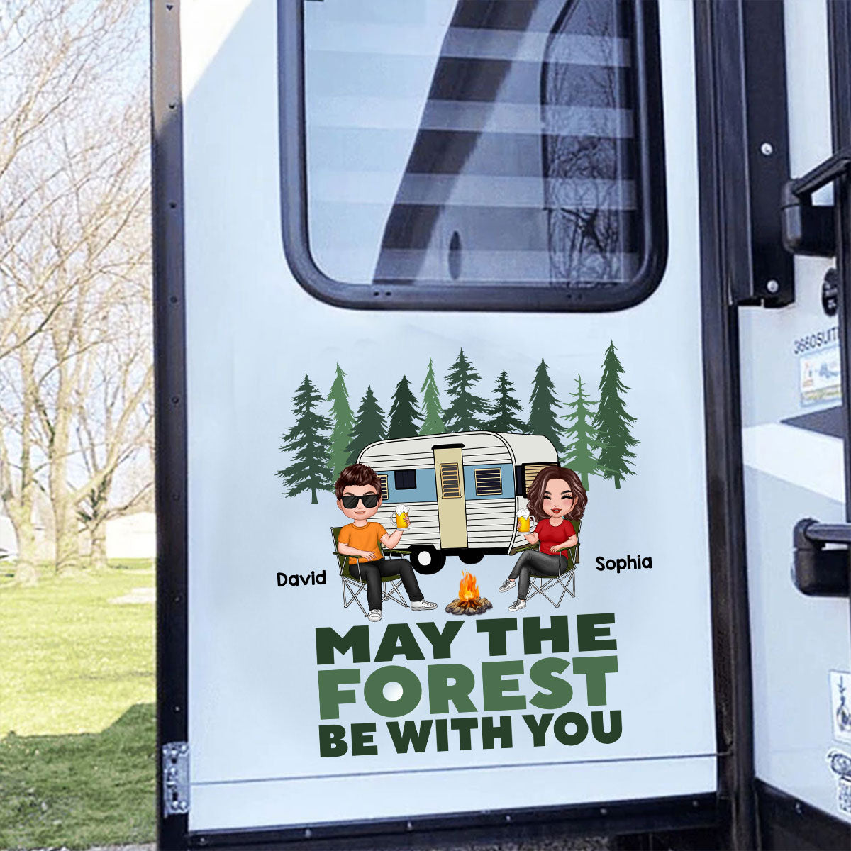 May The Forest Be With You Camping Couple Decor On Car Fridge Window Personalized Decal
