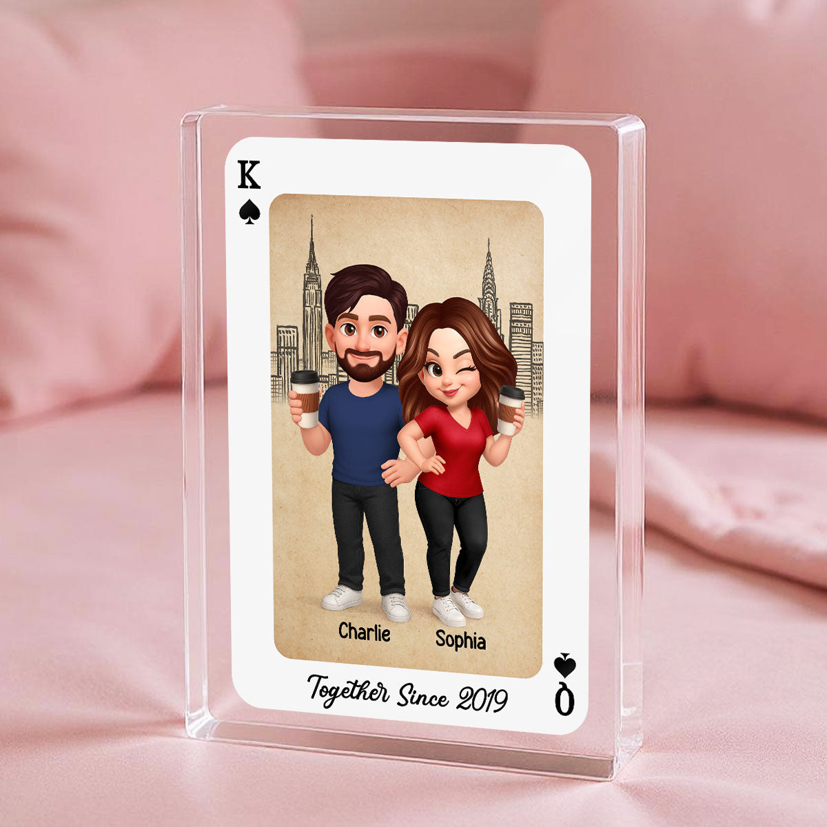 King and Queen Couple Personalized Acrylic Block, Anniversary Gift for him for her