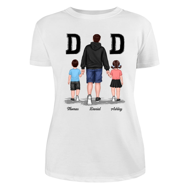 Dad And Son Daughter Walking Gift For Dad Personalized Shirt