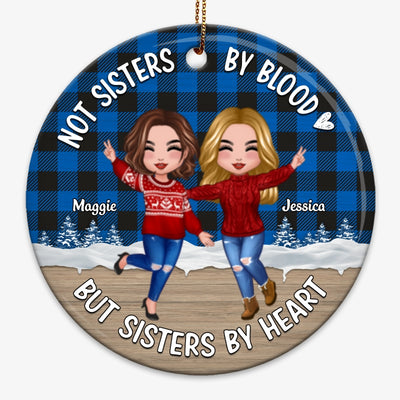 Happy Doll Besties Checkered Pattern Personalized Circle Ornament