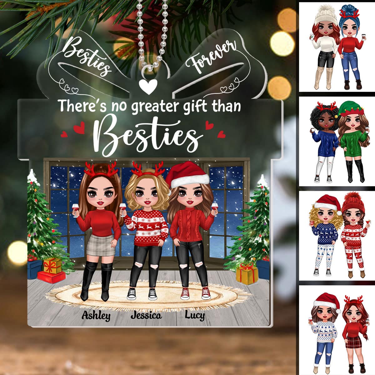 Christmas Doll Besties Standing Gift Shape Personalized Acrylic Ornament