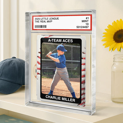 Baseball Player Gift Little League Trading Card Style Personalized Acrylic Block Plaque