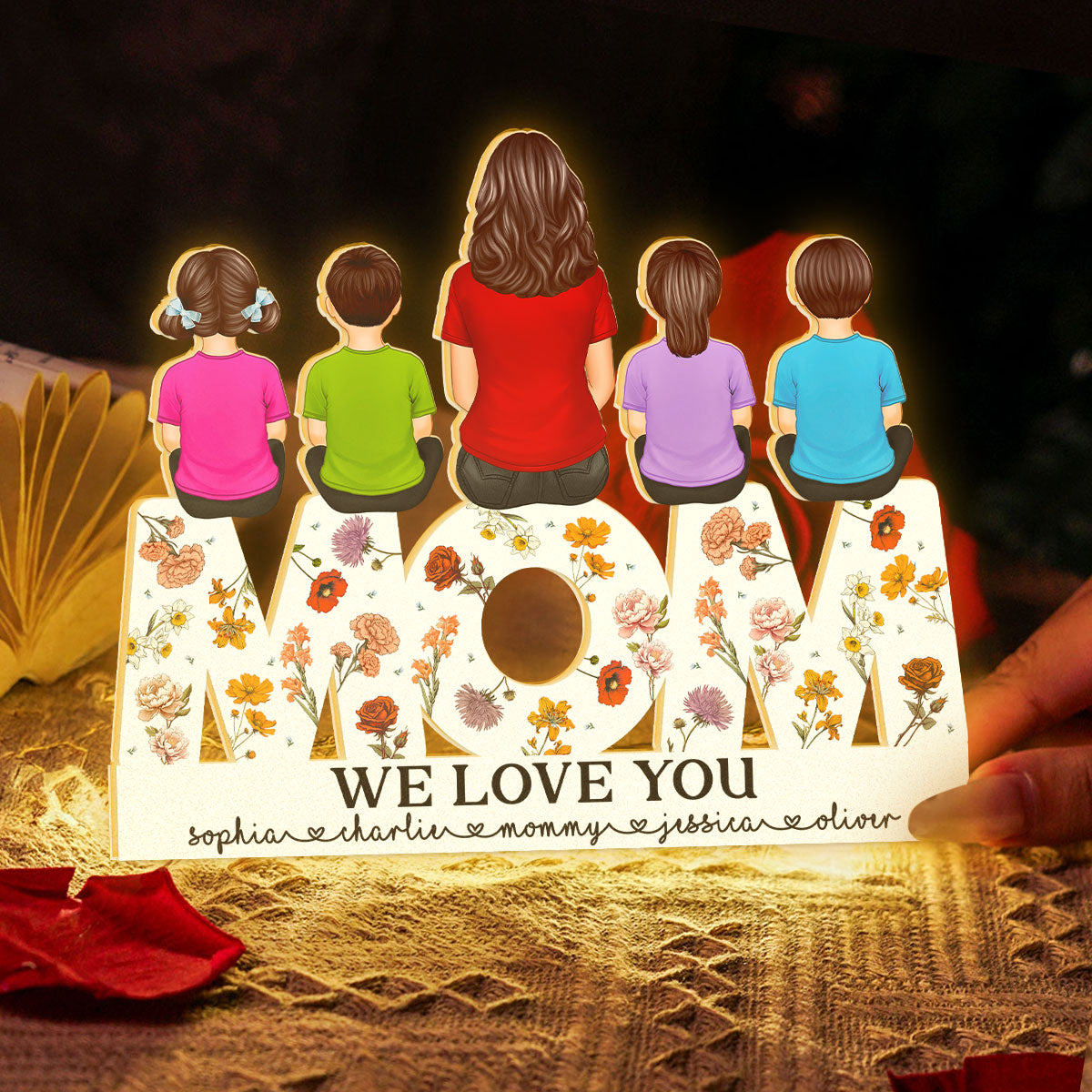 MOM Floral Personalized Light Box, Heartfelt Gift For Mom