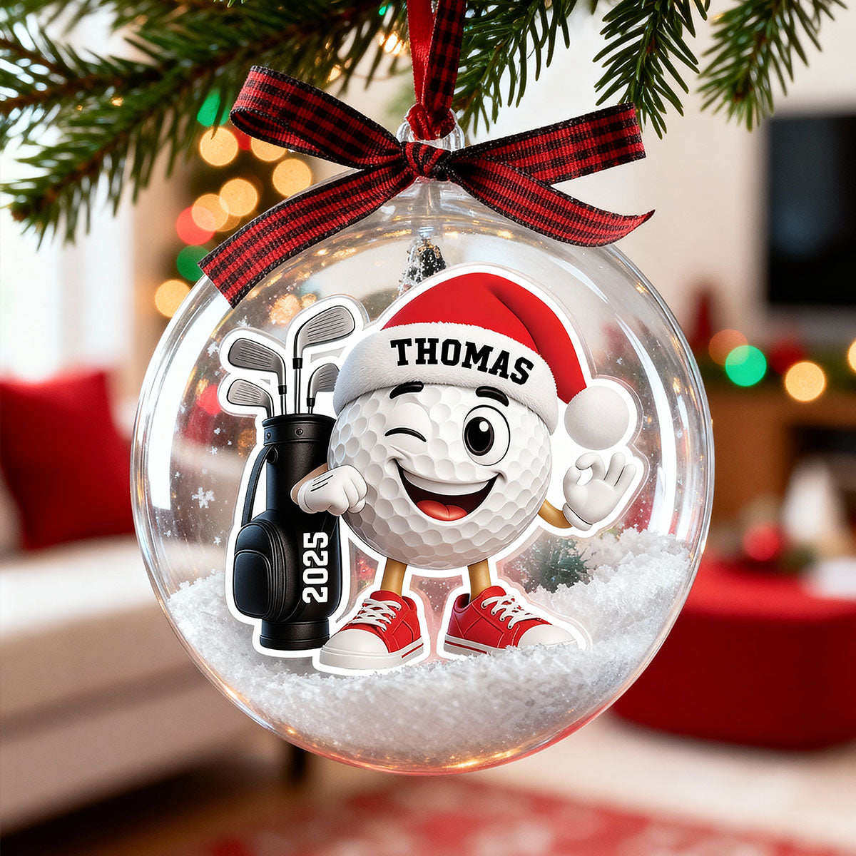 3D Effect Golf Things - Personalized Snow Globe Ornament - Christmas Gift For Golfer