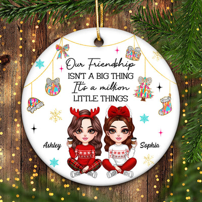 Pretty Girls Friendship Million Little Things Colorful Dalmatian Pattern Personalized Circle Ceramic Ornament