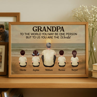 Vintage Retro Grandpa Beach Landscape Personalized Poster