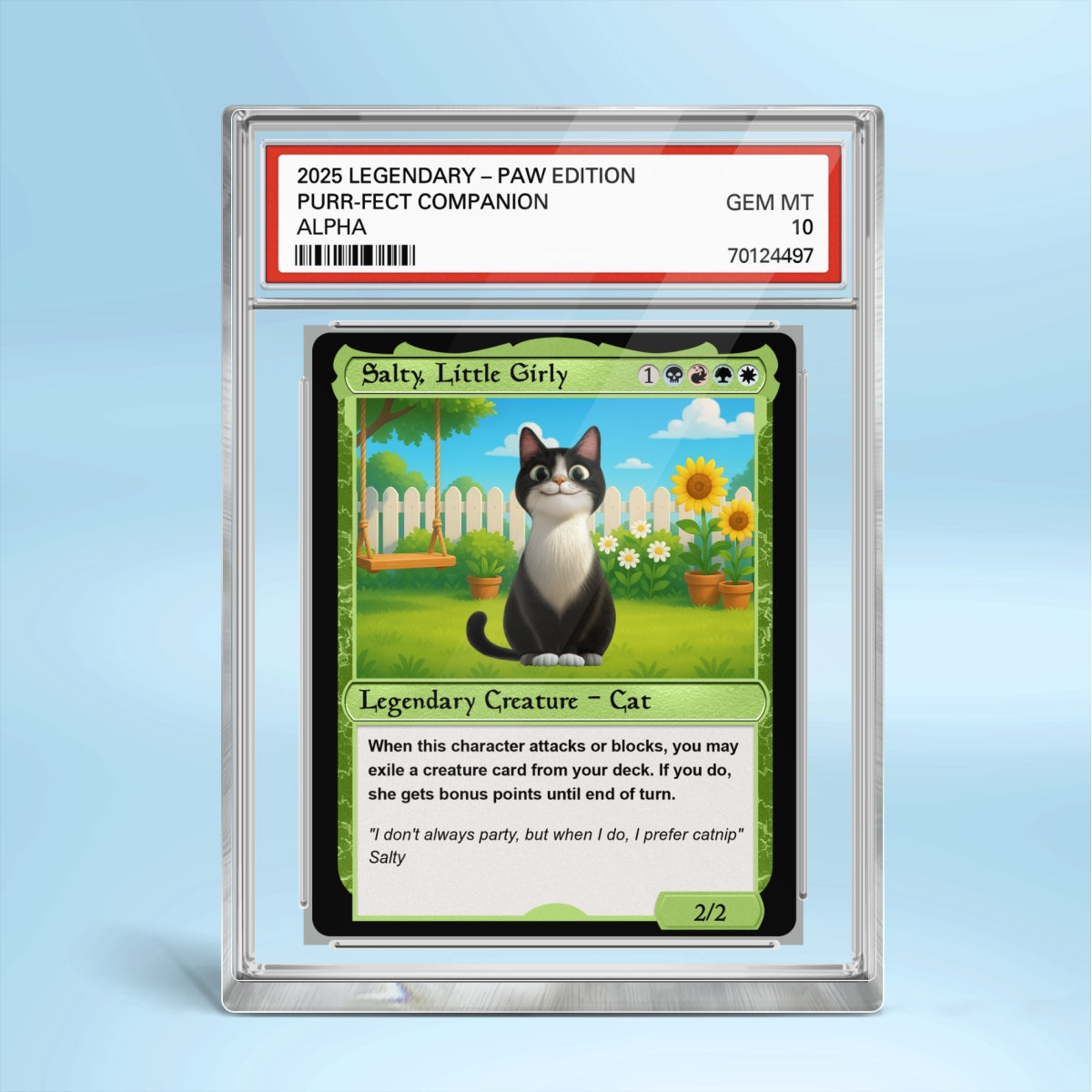 Cartoon Funny Cat Fantasy Trading Card Style Personalized Acrylic Block Plaque, Gift For Pet Lover