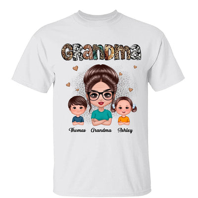 Animal Patterns Grandma With Grandkids Personalized Shirt