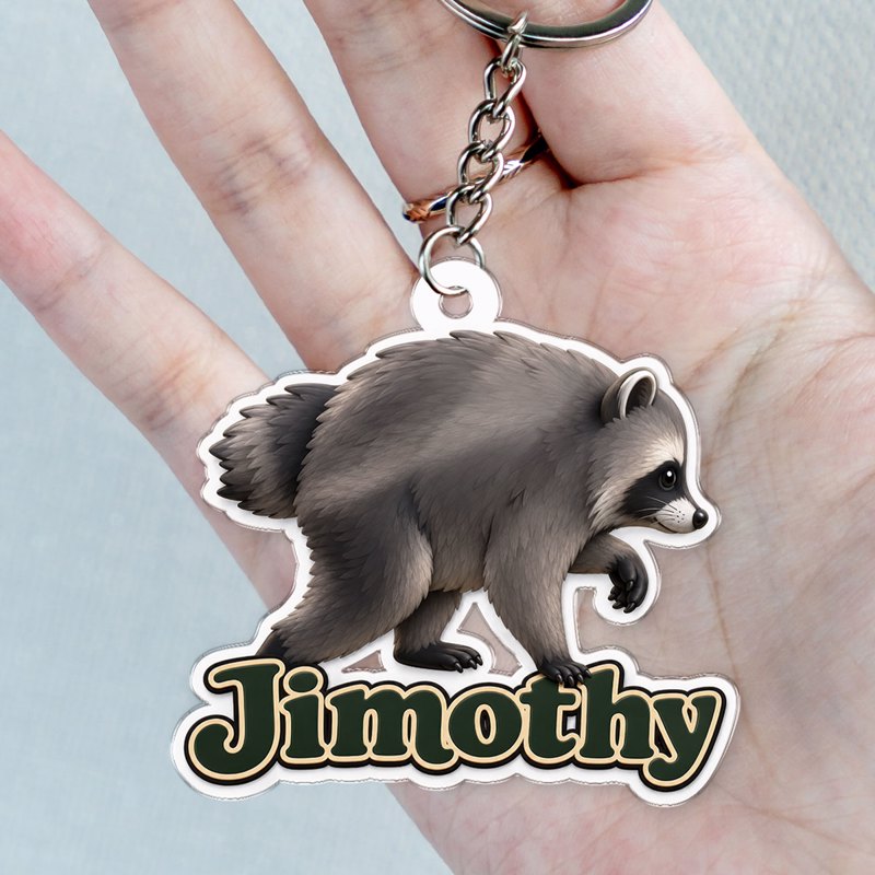 Trending Viral Jimothy Raccoon Acrylic Keychain - Trending 2026 Keep Sake