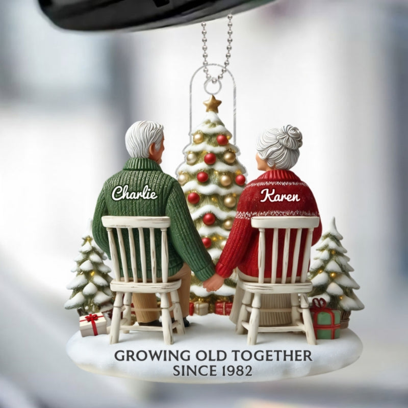 3D Effect Couple Growing Old Together - Personalized Acrylic Ornament - Anniversary Gift For Him, Gift For Her