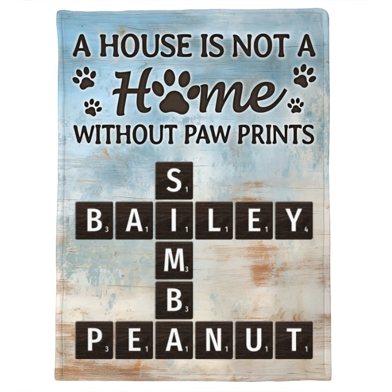 Home With Paw Prints Pet Crossword Puzzle Art Personalized Blanket