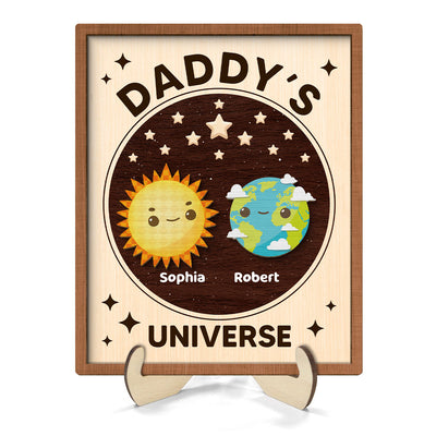 Daddy's Universe Father's Day Gift Personalized 2-Layer Wooden Plaque