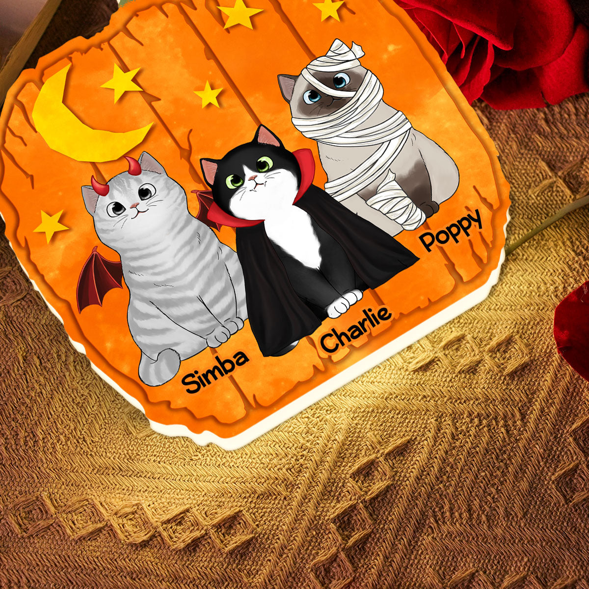 Halloween Cat Pumpkin Shaped Personalized Light Box