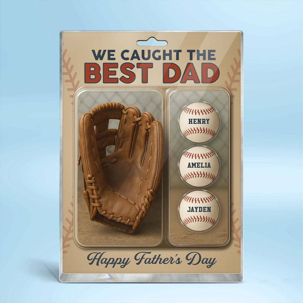 We Caught The Best Dad Grandpa Baseball & Glove Figures Style - Personalized Acrylic Block Plaque - Gift For Dad, Gift For Husband, Gift For Grandpa