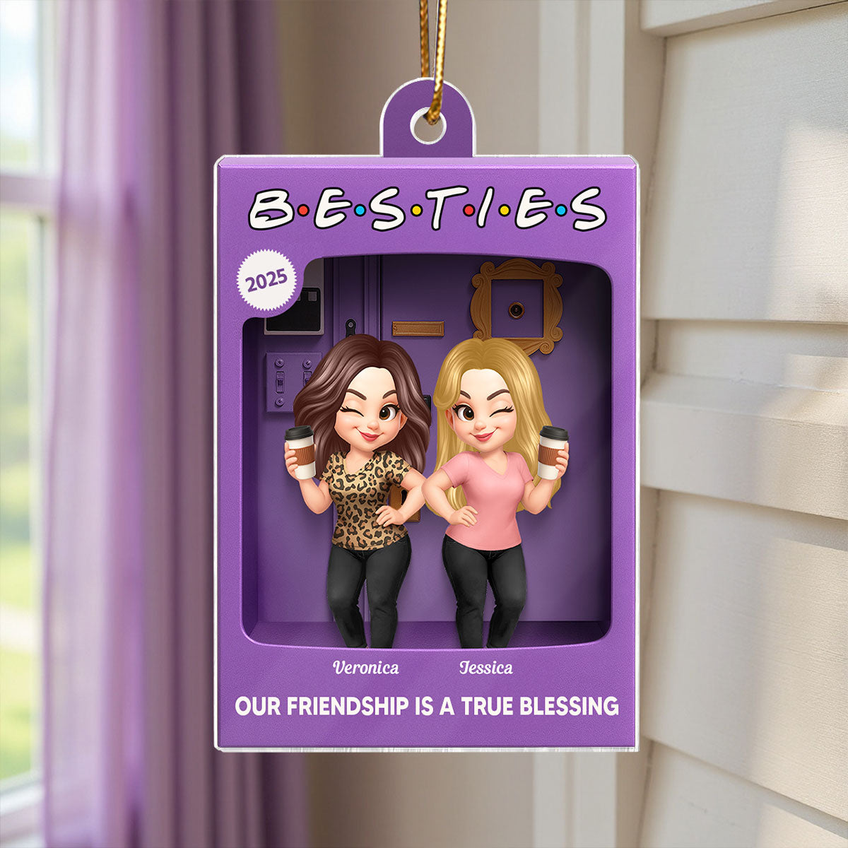 [BUY 1 GET 1 FREE] Besties Personalized Acrylic Ornament - Purple Toy Box Style Christmas Gift