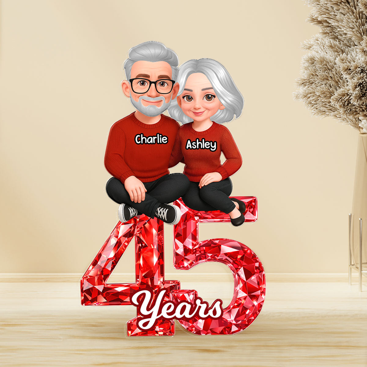 Couple Sitting Anniversary Date 3D Crystal Effect - Personalized Acrylic Block Plaque - Sentimental Gift for Her, Gift for Him