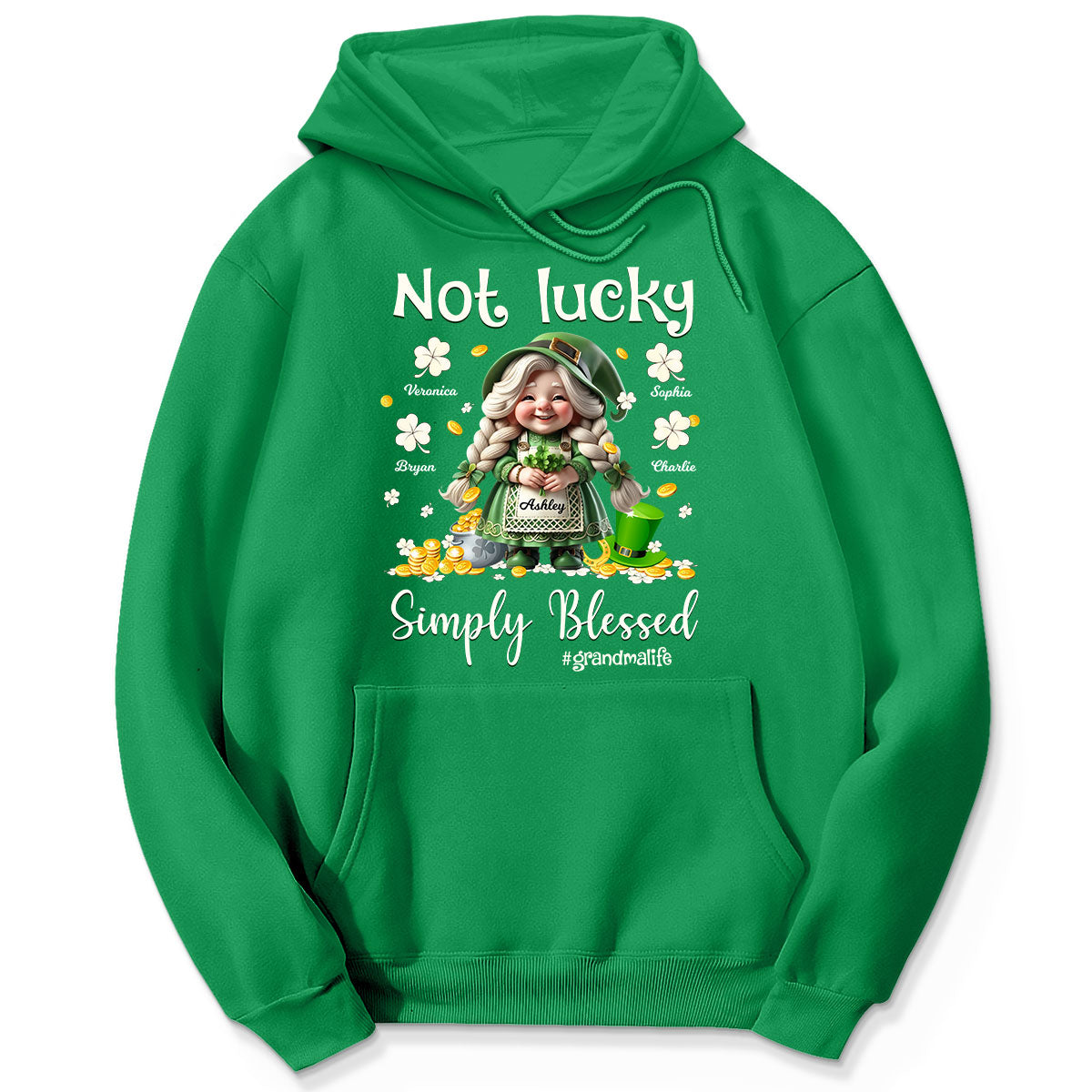 St. Patrick's Day Not Lucky Simply Bless Gnome Grandma Personalized Shirt