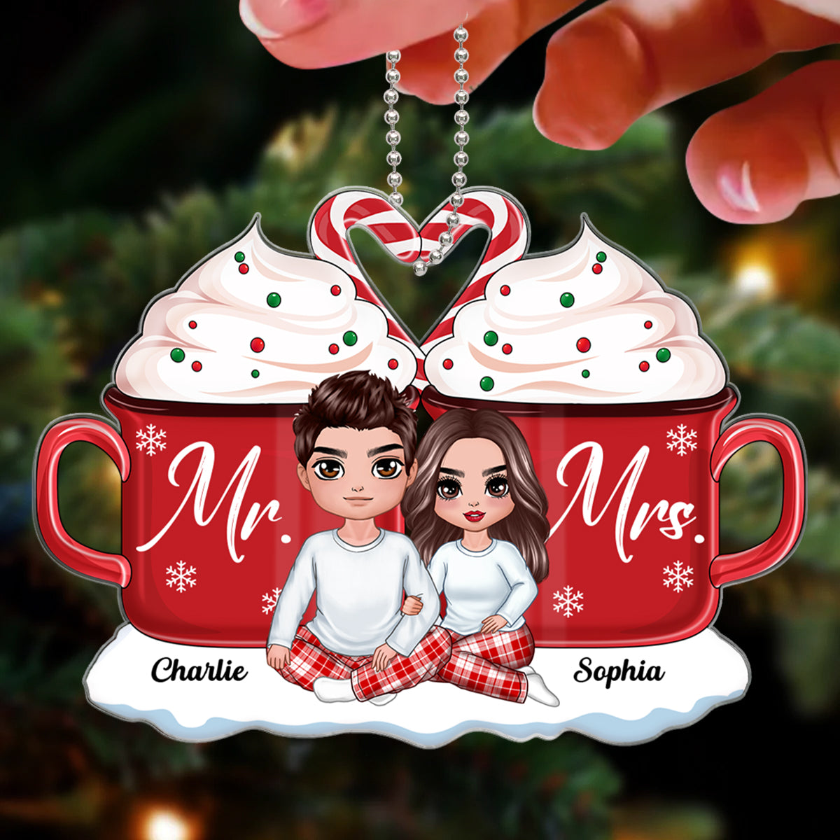 Hot Cocoa Cozy Christmas Gift For Couple Personalized Acrylic Ornament
