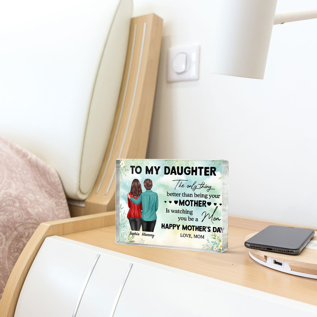 To My Daughter From Mom Happy Mother's Day Personalized Rectangle Acrylic Block Plaque, Gift For Daughter