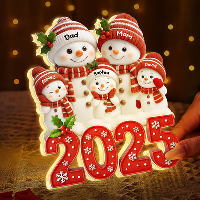 Family Snowman 2025 Togetherness - Personalized Light Box - Cutest Design with 3D Effect - Christmas Gift for Husband, Wife, Christmas Decor