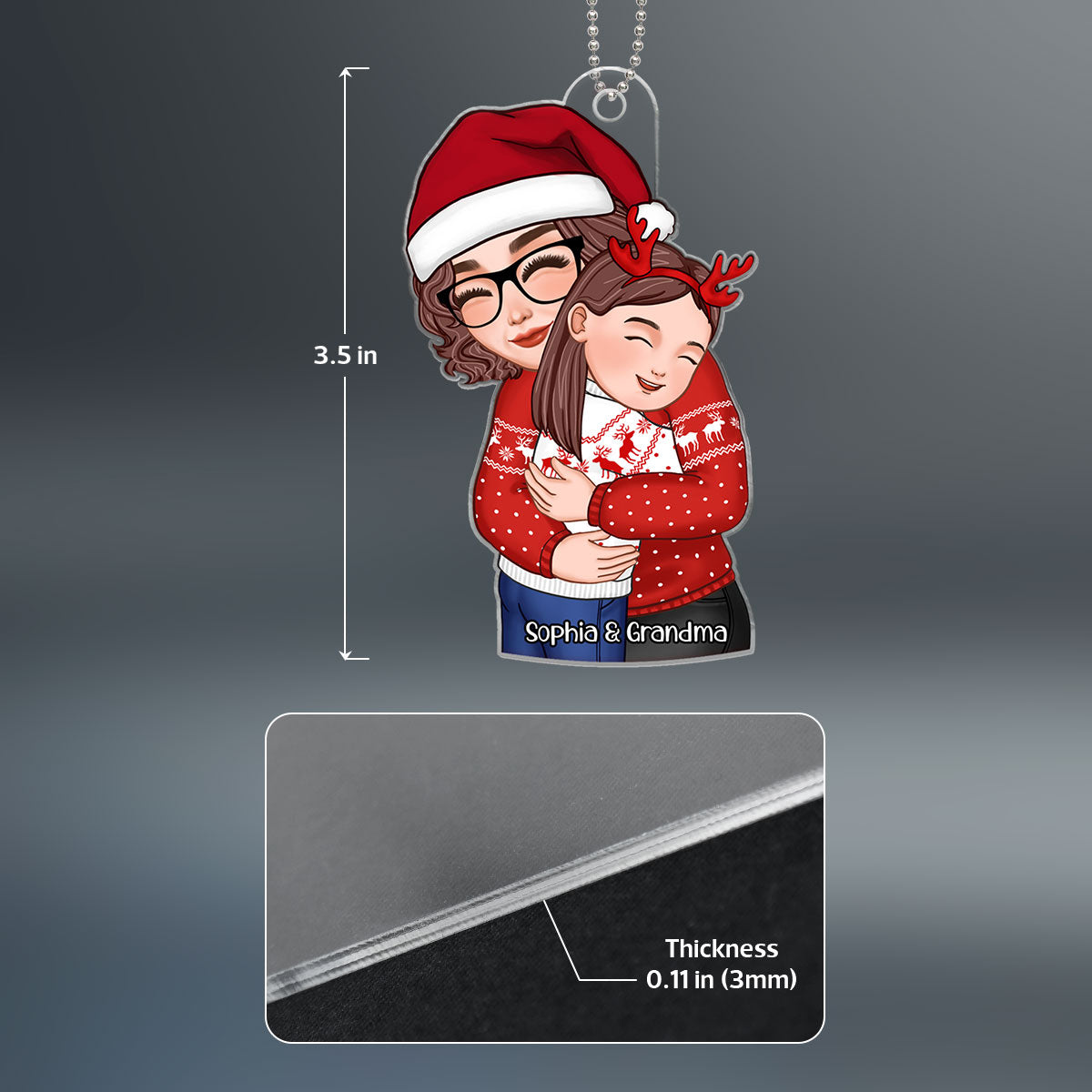 Christmas Cute Grandma Hugging Kid Gift For Granddaughter Grandson Grandchildren Personalized Acrylic Ornament