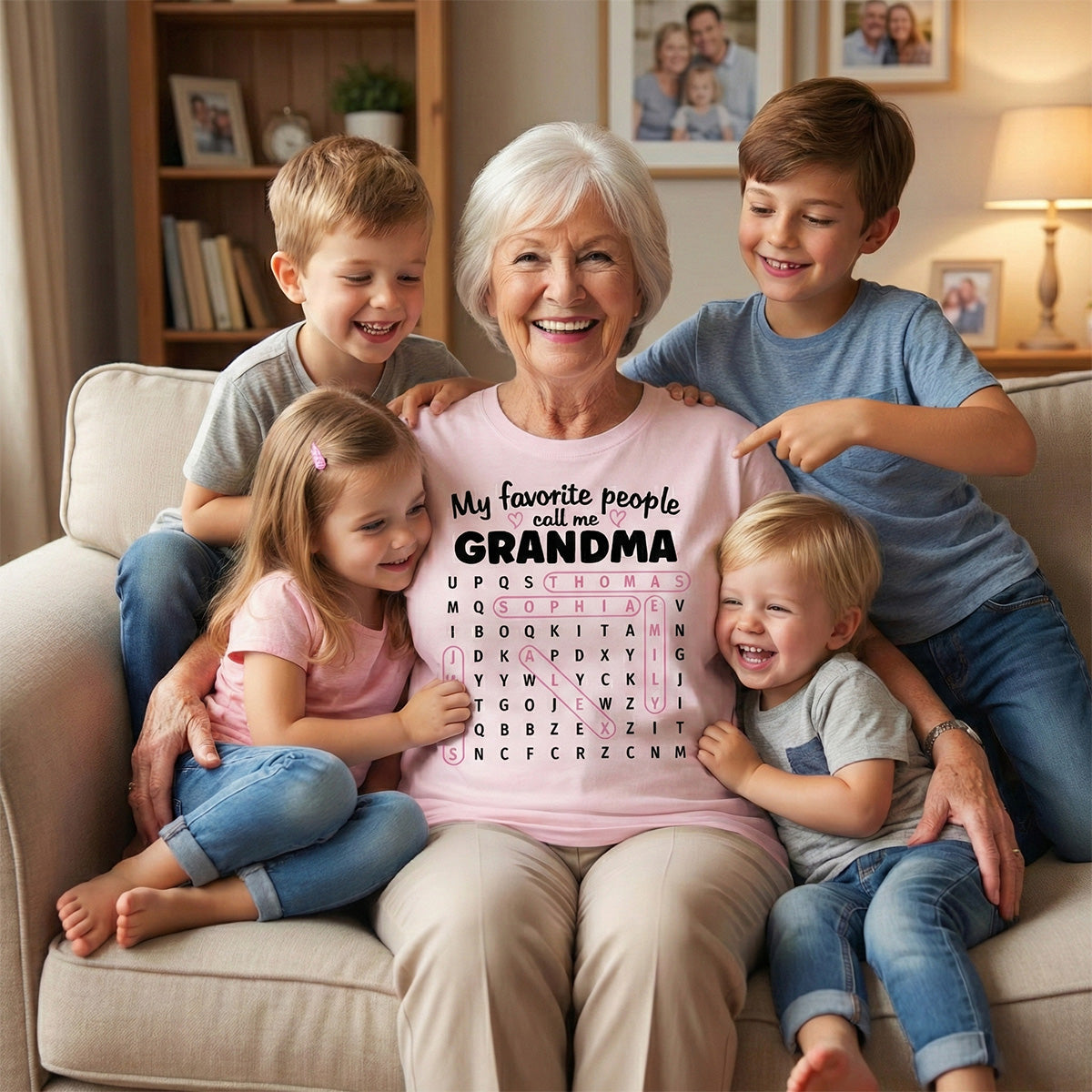 Grandma's Favorite People Word Search Puzzle - Personalized Shirt - Mother's Day Gift For Grandma Mom