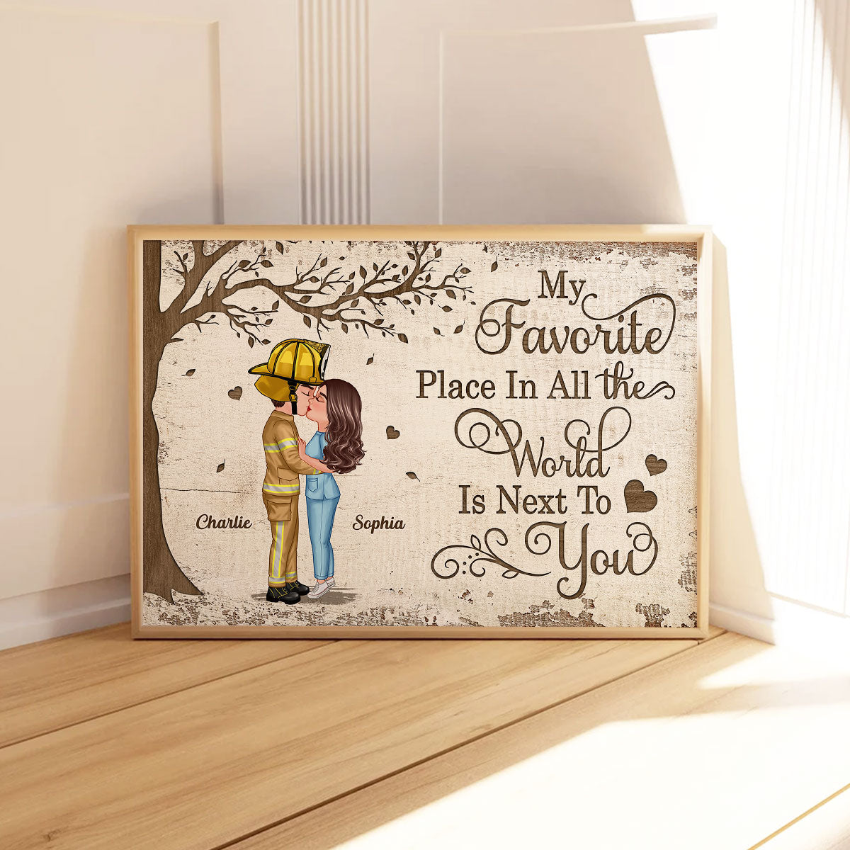 Favorite Place In The World Occupation Couple Kissing Personalized Poster, Unique Valentine's Day Gift For Him, Gift For Her