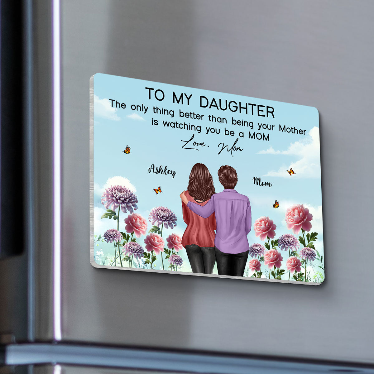 To My Daughter From Mom Happy Mother's Day Birth Flower Personalized Acrylic Fridge Magnet, Gift For Daughter