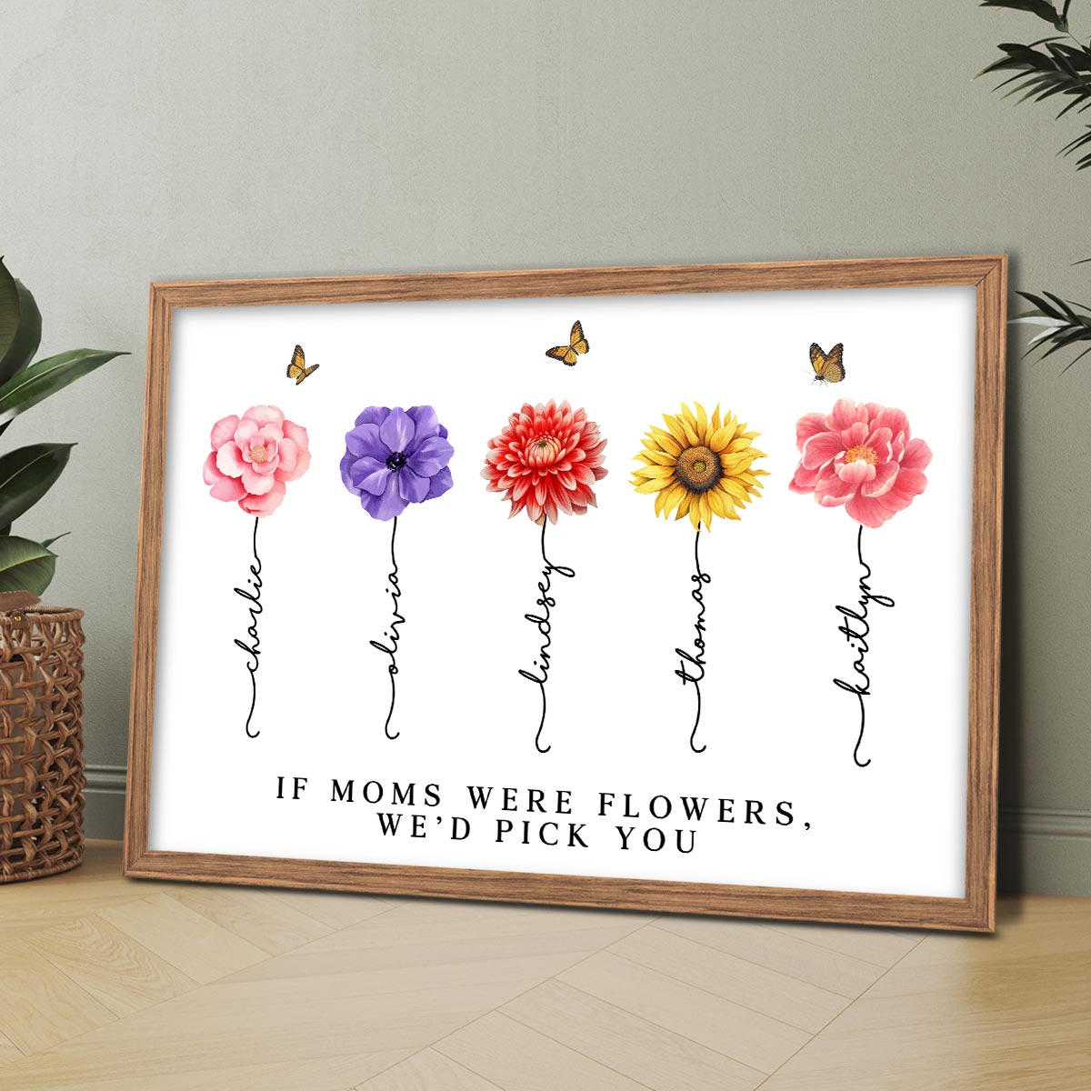 Watercolor Flowers If Mom Were Flowers Gift For Mom Personalized Horizontal Poster